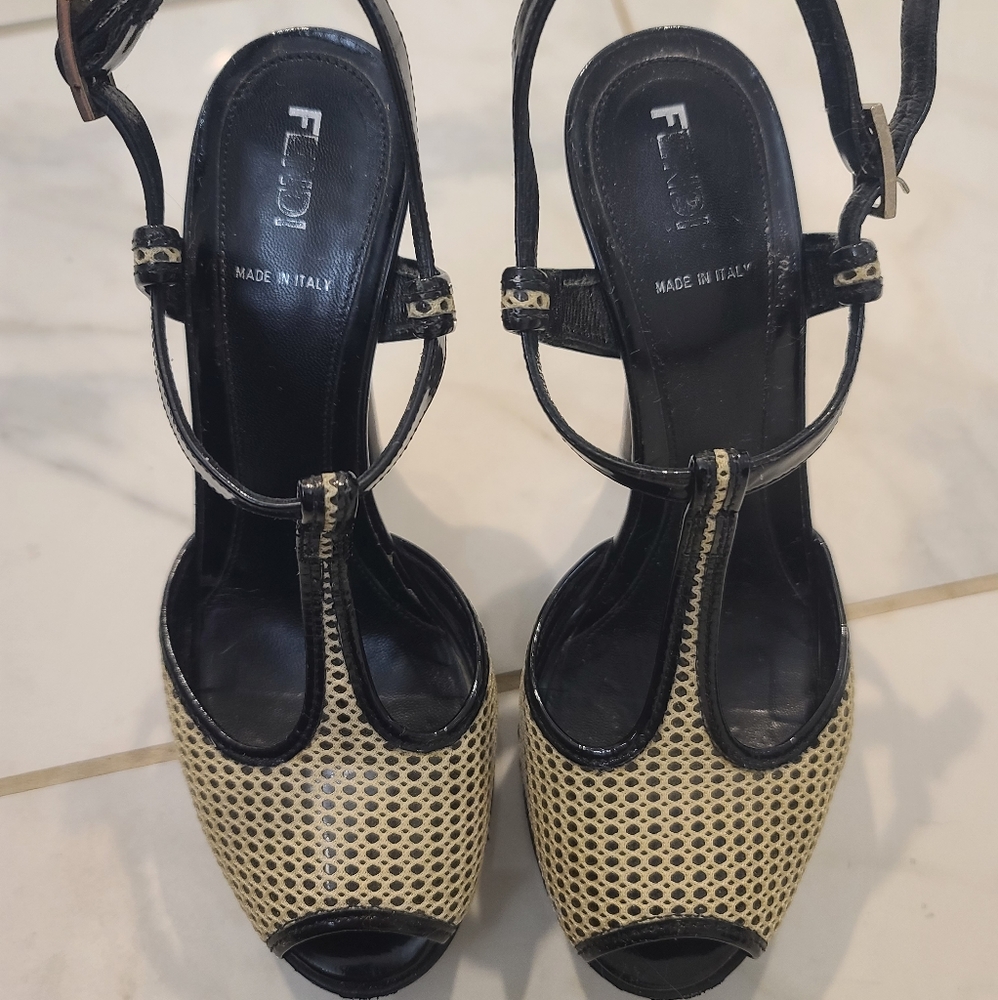 Fendi T-Strap Heels Size 7 (37) Fits like a size 6